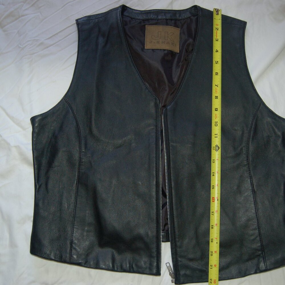 Women's black leather vest - Large